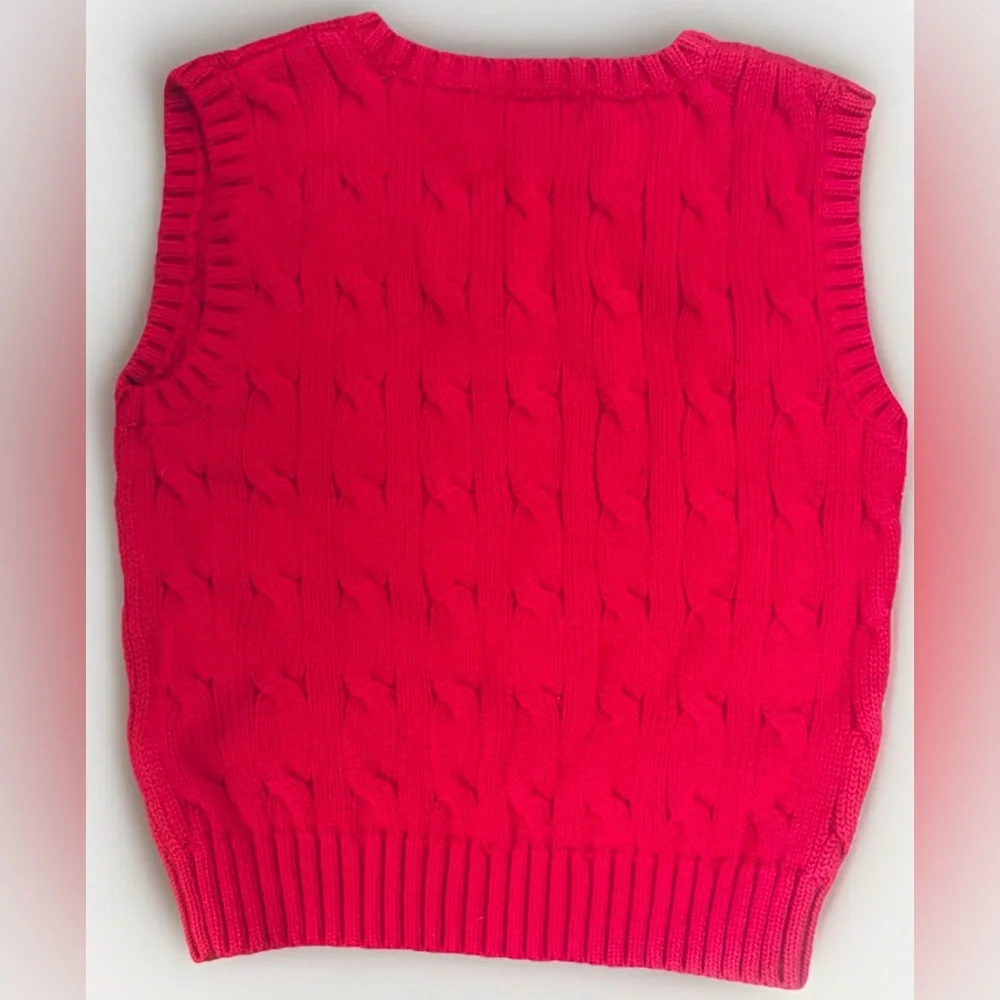 Ralph Lauren red V-Neck Pullover Cable Knit Sweater Vest Size: 18 Months. NWOT - Picture 2 of 6